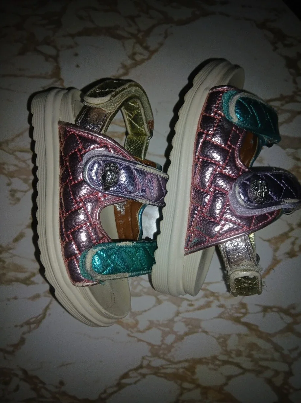 Used Kurt Geiger Mini Orson Quilted Kids Sandals.
